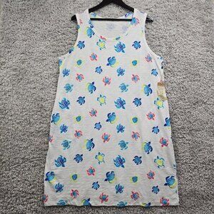 Escape by Habitat Womens Turtle Print Shift Dress White Size XL Beach Resort